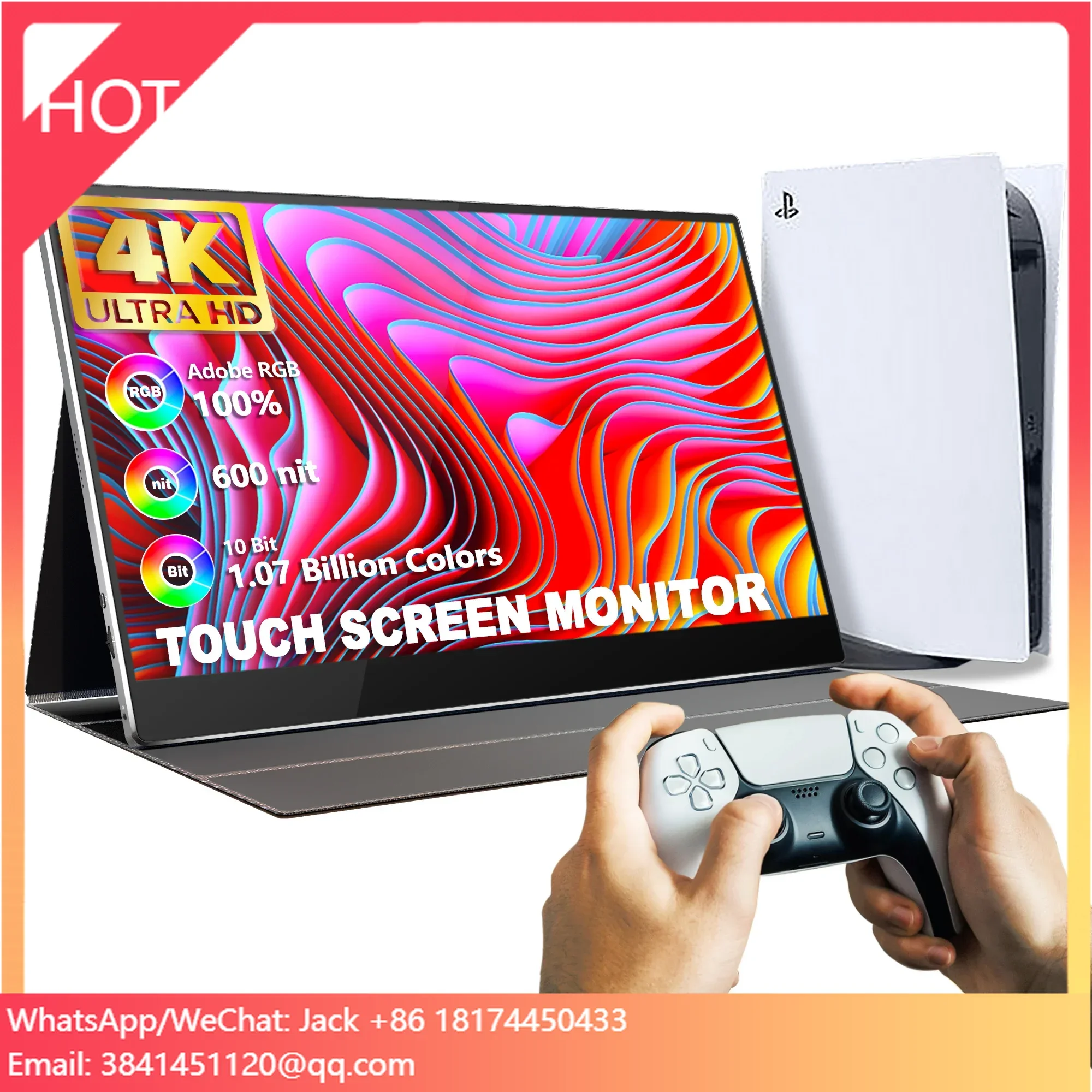 

15.6 Inch Portable Built In Battery 10000mAh 600 Brightness 100% Color Gamut Touch Screen 4K Portable For Laptop