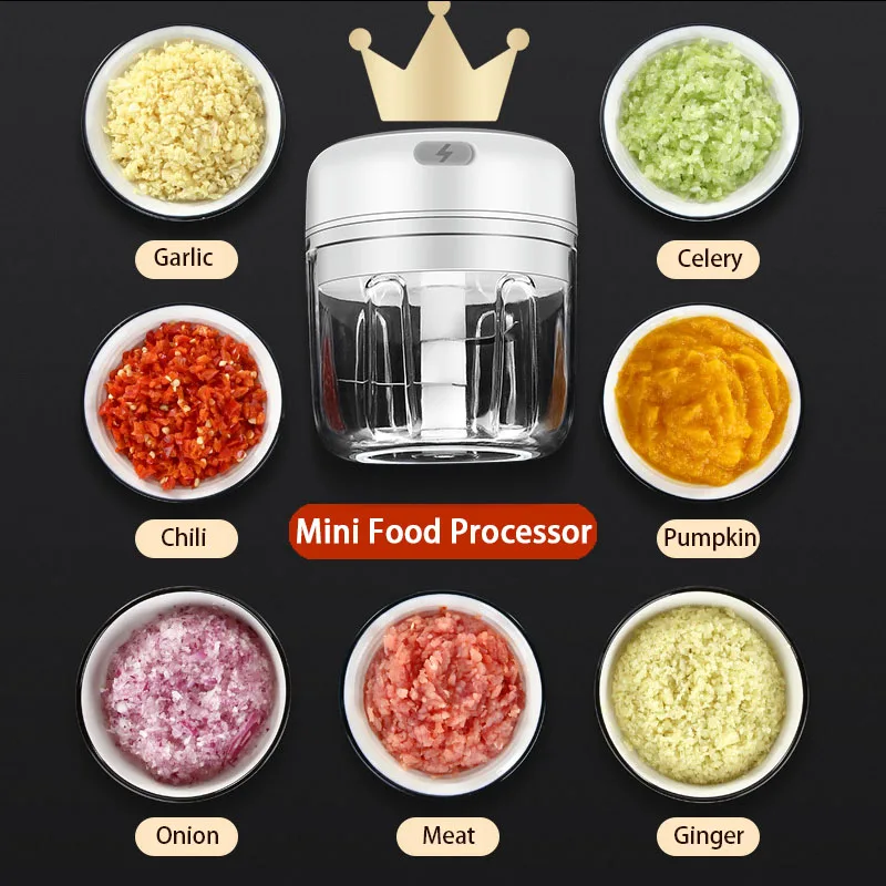 Multifunctional Vegetable Chopper Meat Grinder Food Cutter USB Rechargeable Mini Electric Garlic Crusher Kitchen Tools