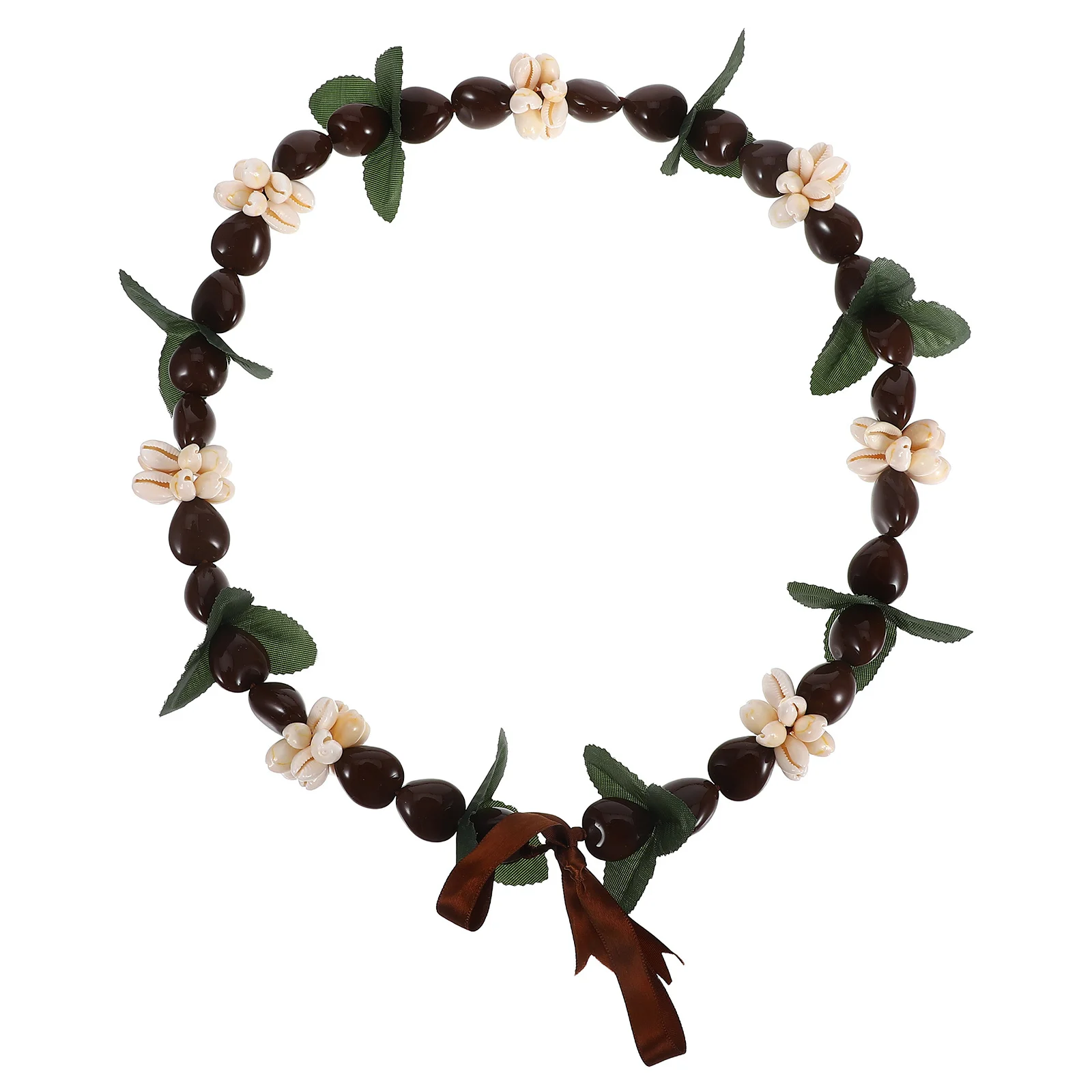 

Black Nut Hawaiian Graduation Garland Ribbon Bow Tie Flower Necklace Graduation Party Accessories College High School