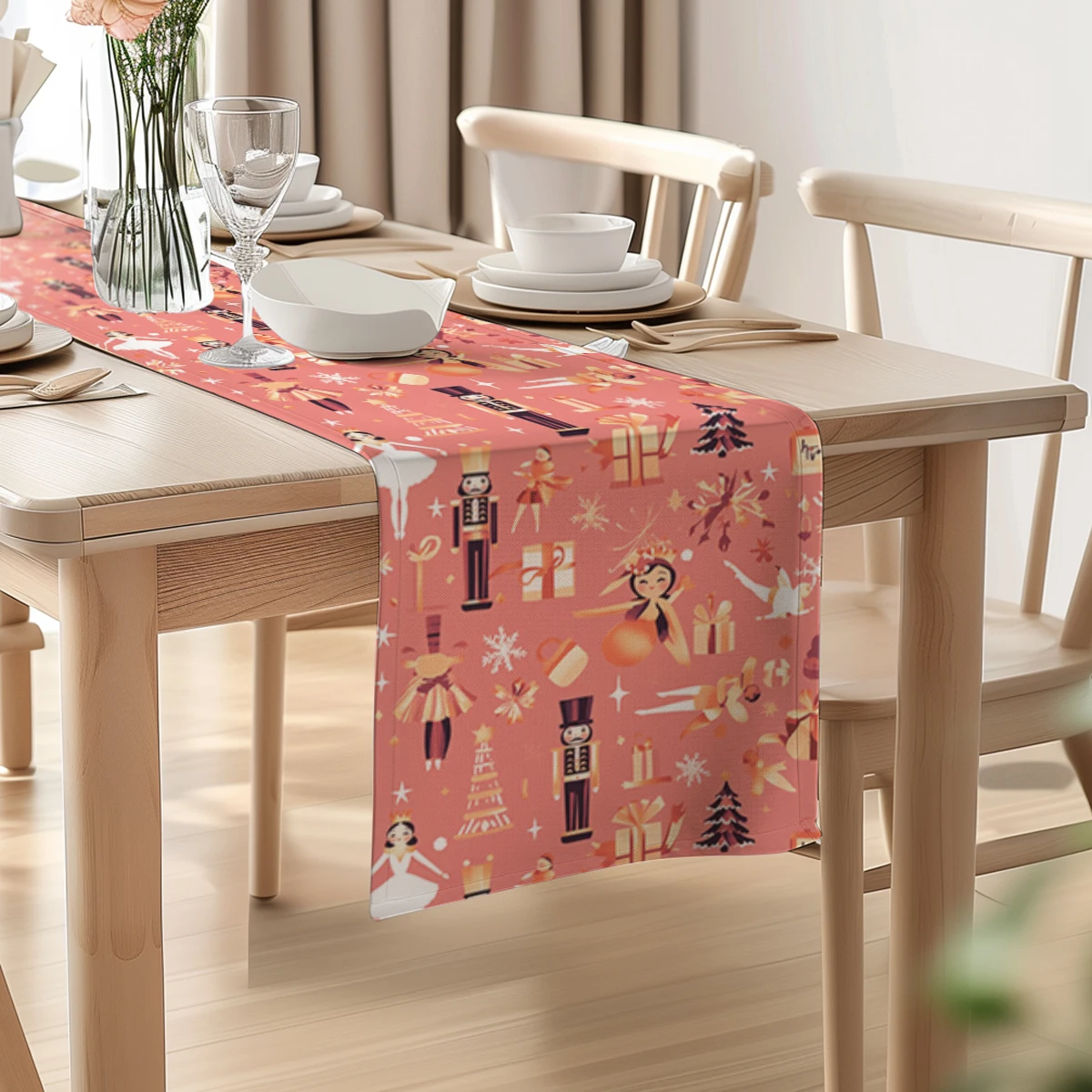 Christmas Gift Box Table Runner Dresser Decor for Kitchen Holiday Party Table Runners Home Dining Room Kitchen Table Decoration