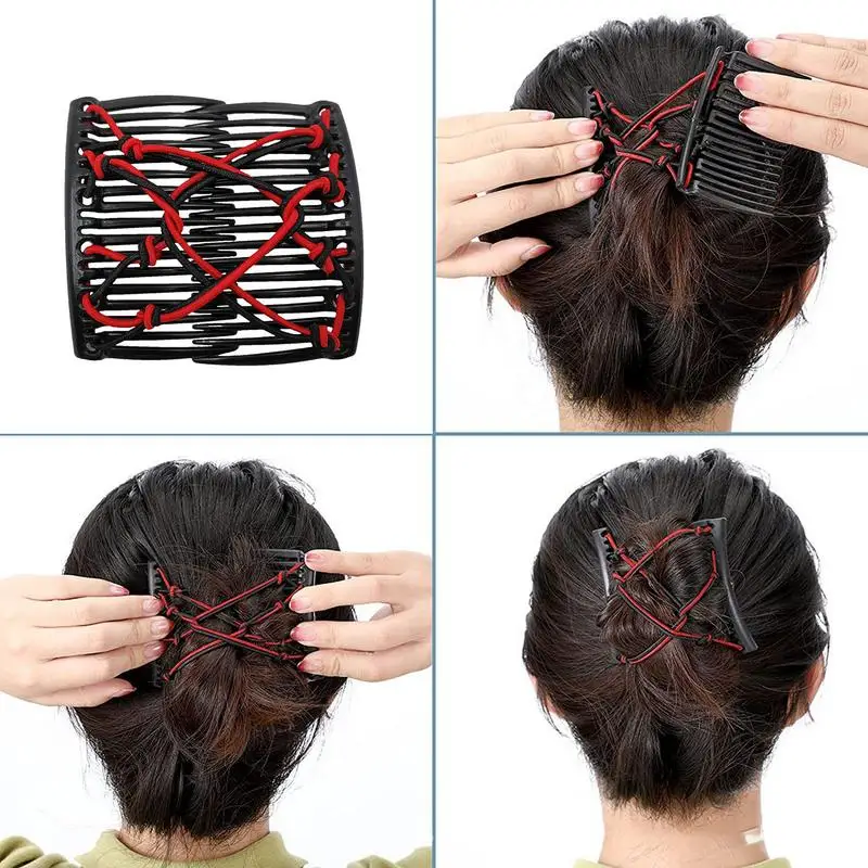 Elastic Comb Clip DIY Beaded Girls Women Magic Hair Comb Crab Creative Bun Maker Accessories For Bun Low Ponytail Braided