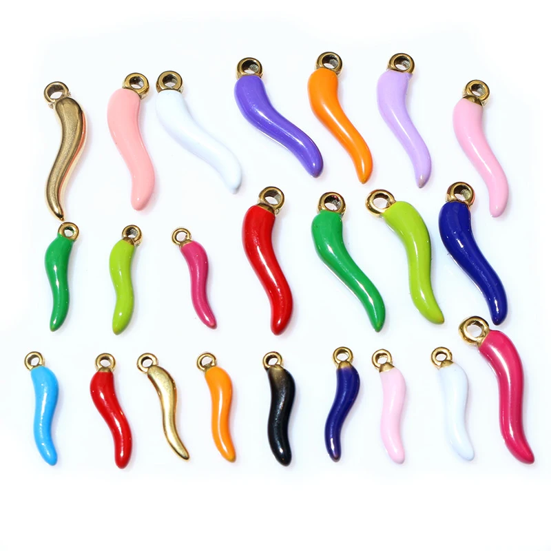 10pcs Enamel Chili Pepper Charms Pendant Multi Colors For DIY Jewelry Making Earrings Necklace Pendants Accessories Findings