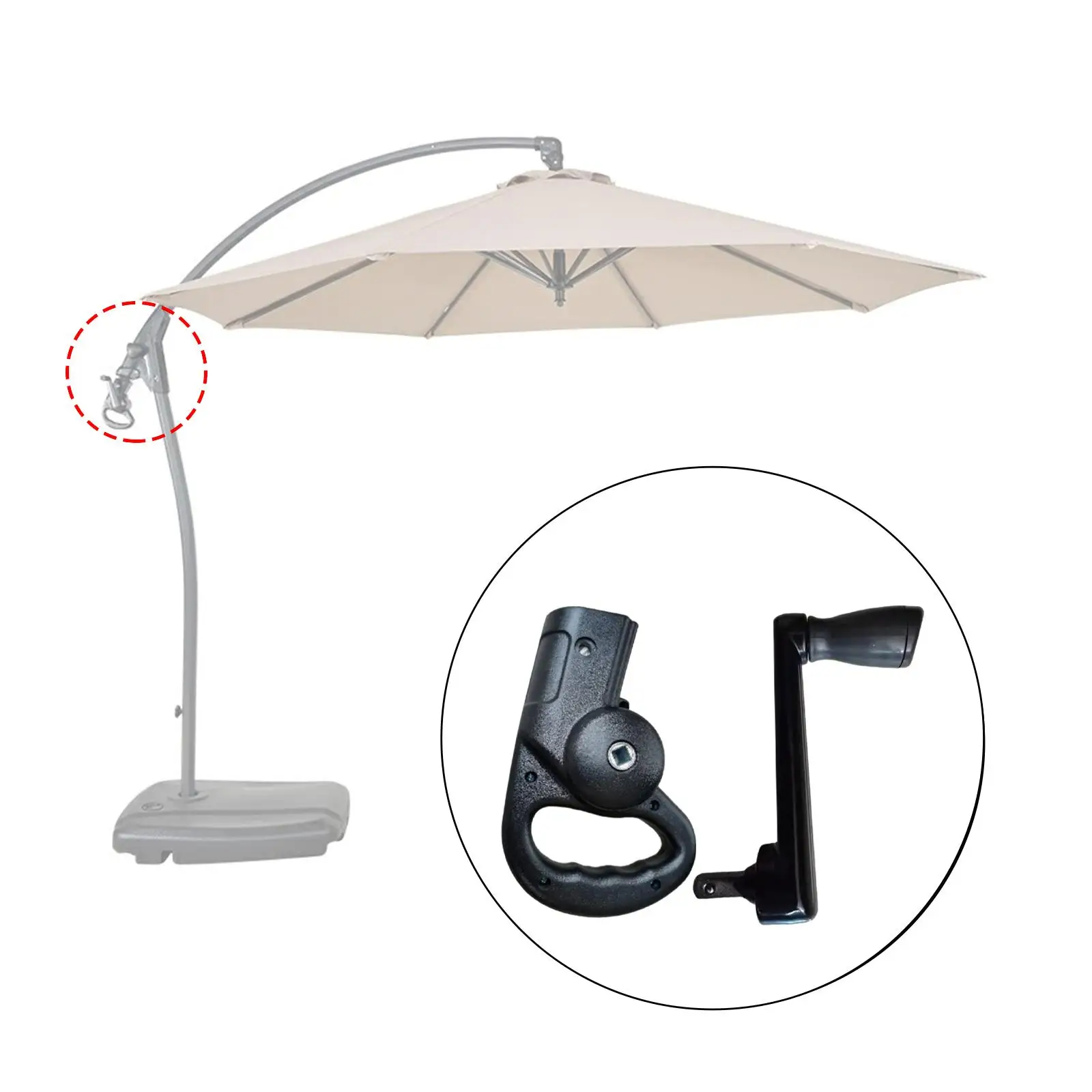 

Parasol Crank Durable Plastic Handle Replacement for Outdoor Garden Umbrella Shade Patio Accessory