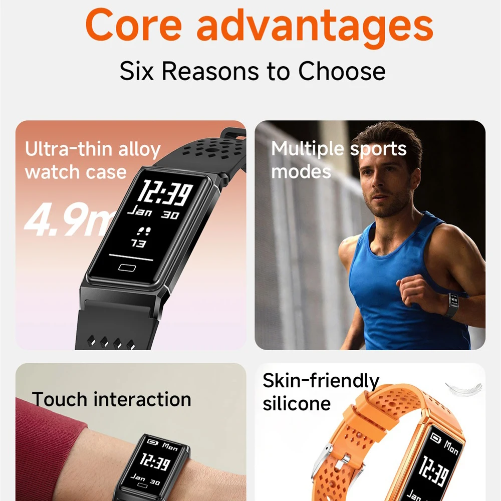 4.9mm Ultra-thin Body Health Protection Multiple Sport Mode Sleep Physiological Monitoring Family Health Data Sharing Waterproof