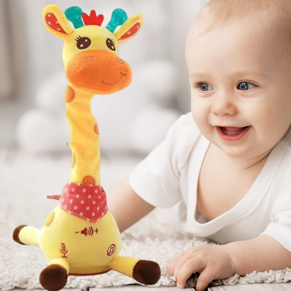 Bella giraffa di peluche oscillante con LED Simpatico giraffa che canta bambola volume regolabile illumina giocattolo giraffa per bambini da 6 a 12 mesi