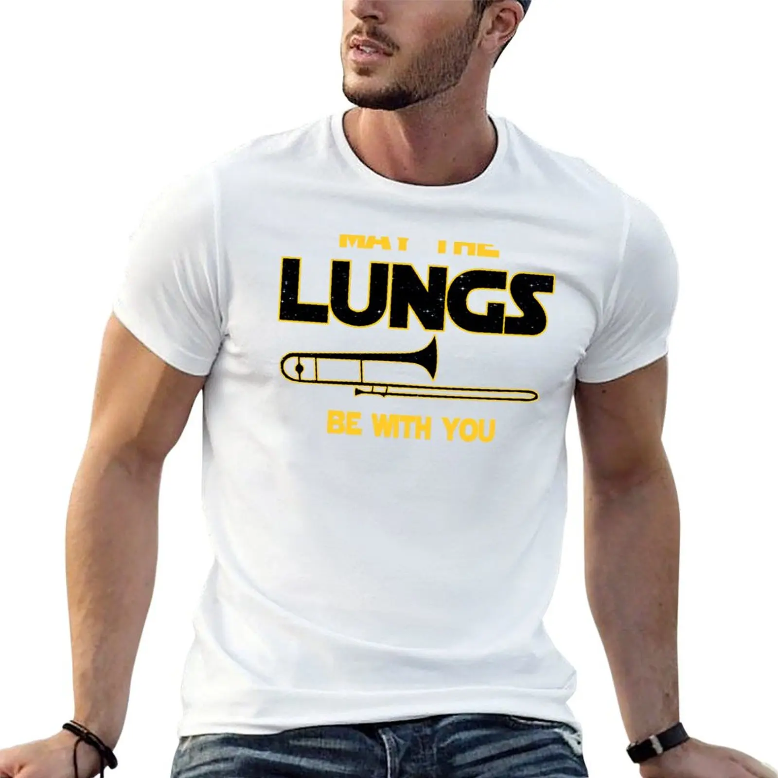 Trombone T shirt - May The Lungs Be With You T-Shirt Sweat Absorbing Sports Tee Shirt