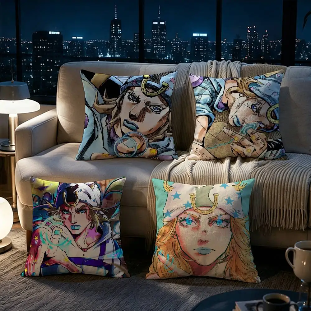 JOJOs Johnny Joestar Pillow cover Soft Microfiber Pillowcase Home Sofa Decor Surprise Decorative printed.