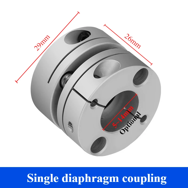 Economical Clamping Coupling Single Disc High Precision Aluminum Alloy Flexible 29mm*26mm Bore 5~14mm for Servo Stepper Motor