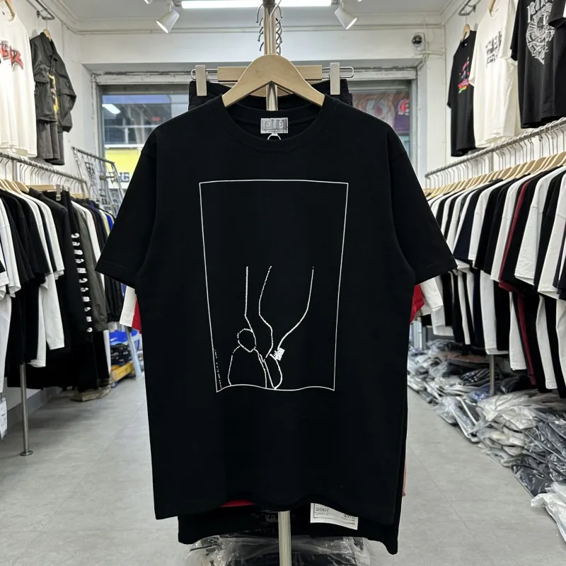 Box Simple Stroke Drawing Black CAVEMPT Round Neck Short Sleeve Tshirt Summer Men Women Casual Street Cleanfit CE Tee