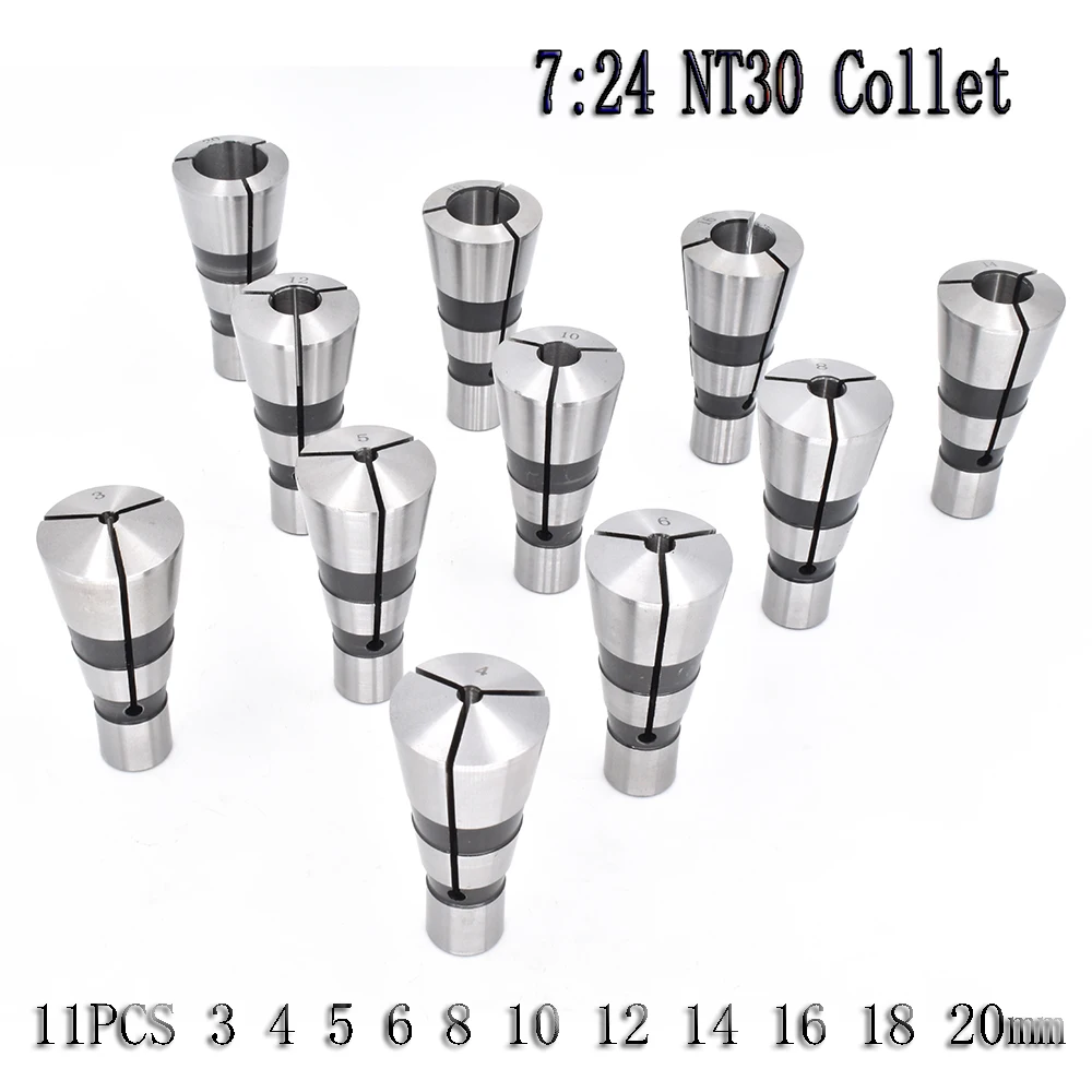 11pcs 7:24 NT30 tapper collet spring collet chuck Milling chucks Thread M12 for cnc milling machine