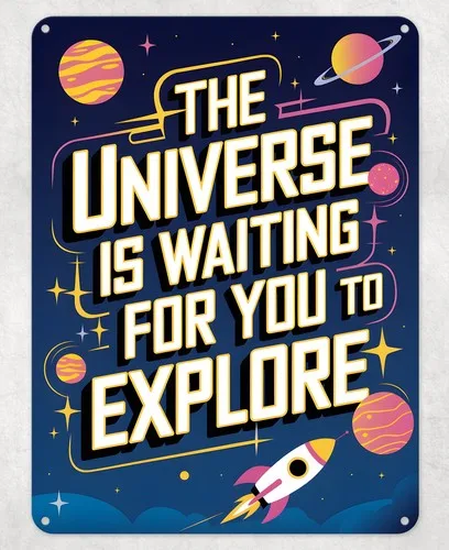 The Universe is Waiting Metal Poster Wall Tin Sign School Teacher Gift Plaque --Tin Sign