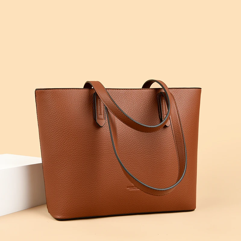 New High Quality Fashion Soft Leather Women\'s Bucket Bag Luxury Trendy Women Handbag Large Capacity Female Shopping Bags Wallet