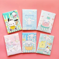 Belle couverture de passeport en PU imprimé Cinnamorol Kuromi My Melody, porte-carte d'identité de dessin animé pour filles et garçons, étui pour billet de voyage