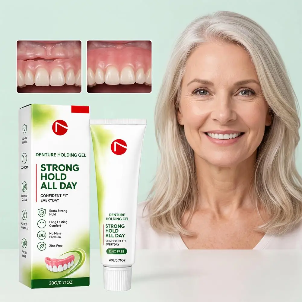 20G Denture Holding Gel Zinc Free Mint Flavor Portable Tube Easy Clean Residue Free For Daily Meal Social Gathering Oral Care