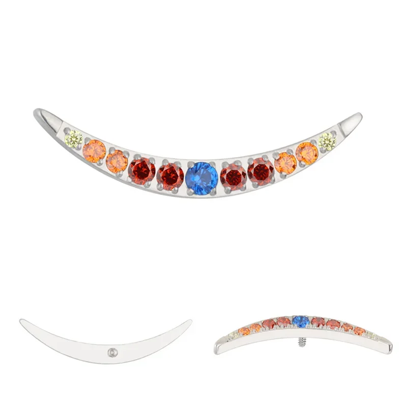 ASTM F136 Titanium Crescent PIERC CZ Paved Top Ear Cartilage Threaded Labret Stud Tragus Earring Lip Ring Body Piercing Jewelry