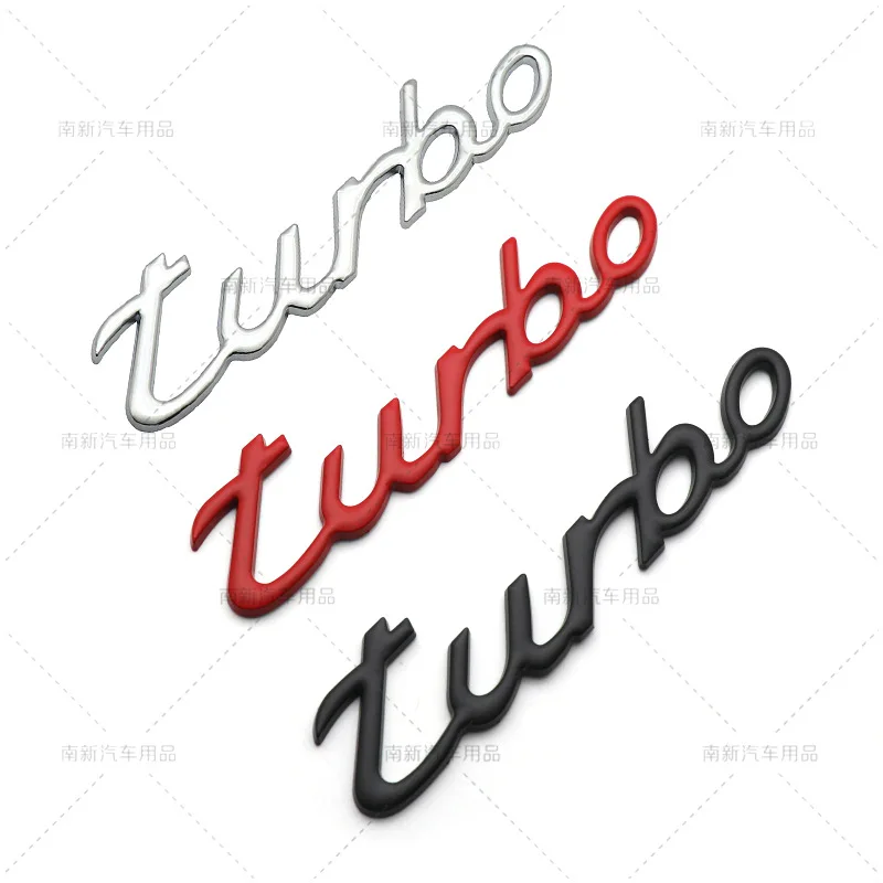 Logo huruf turbo logam 3D, lencana stiker mobil Aksesori dekorasi stiker bagasi belakang otomatis