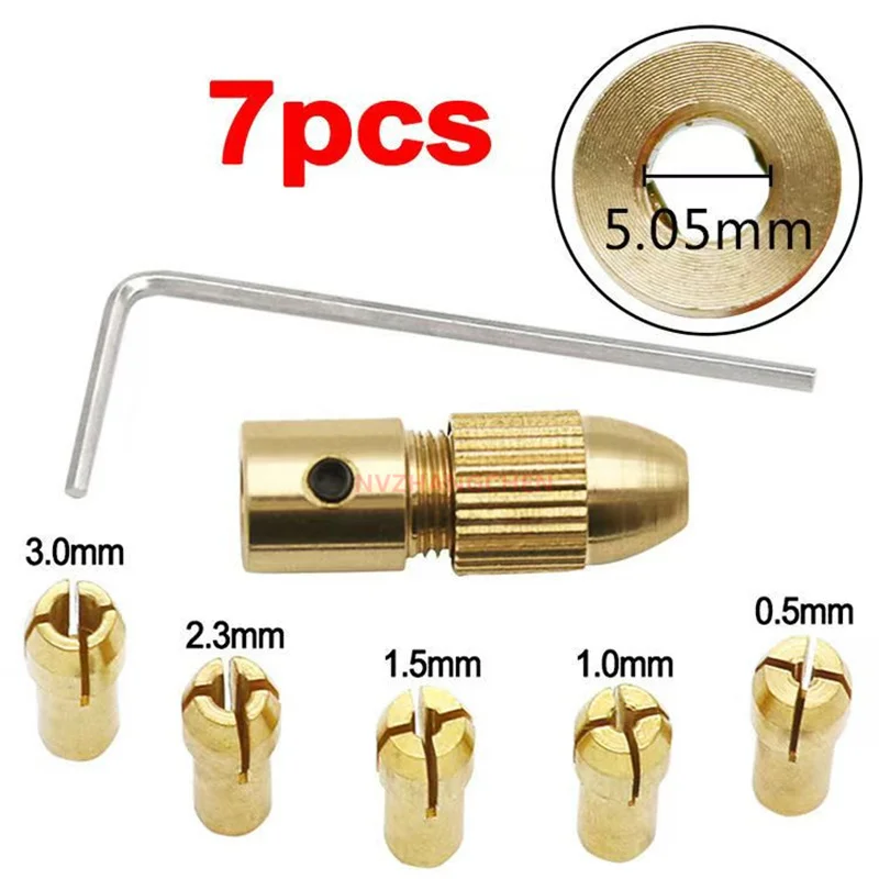 7PCS Copper Brass Collet Various Mini Electric Drill Bits Electric Drill Self-tightening Drill Bit Chuck Drill Chuck Adapter