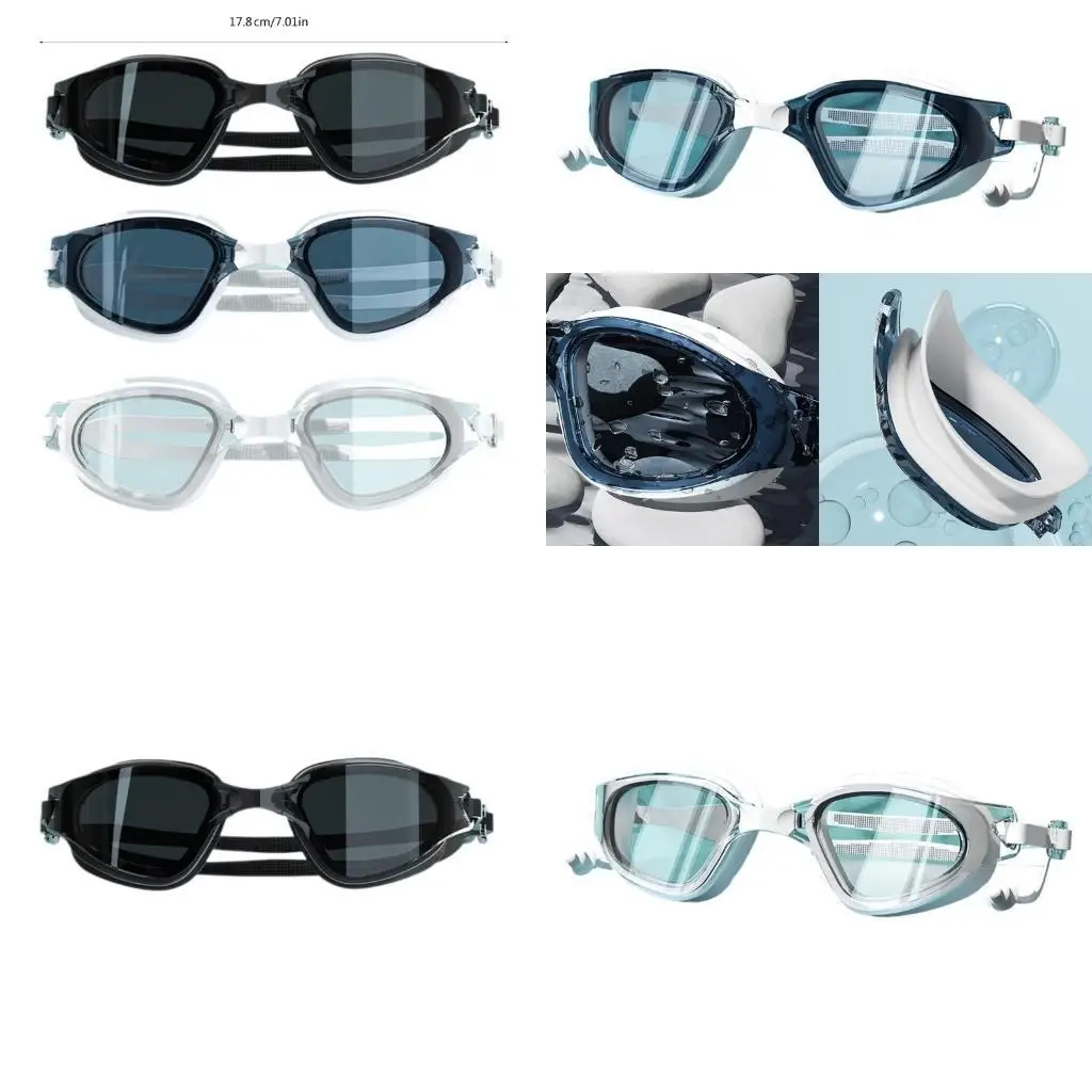 

R6FE Swimming Goggle, Underwater Goggle Swimming Antifogging UV Protections No Leakage Clear and Easy to Adjust for Adults