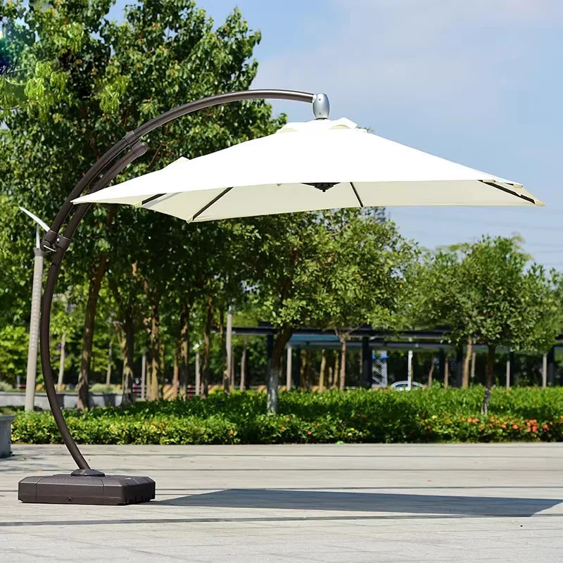 Outdoor Aluminum Alloy Anti-UV 3.5m Offset Cantilever Umbrella with Base for Garden Patio Dining