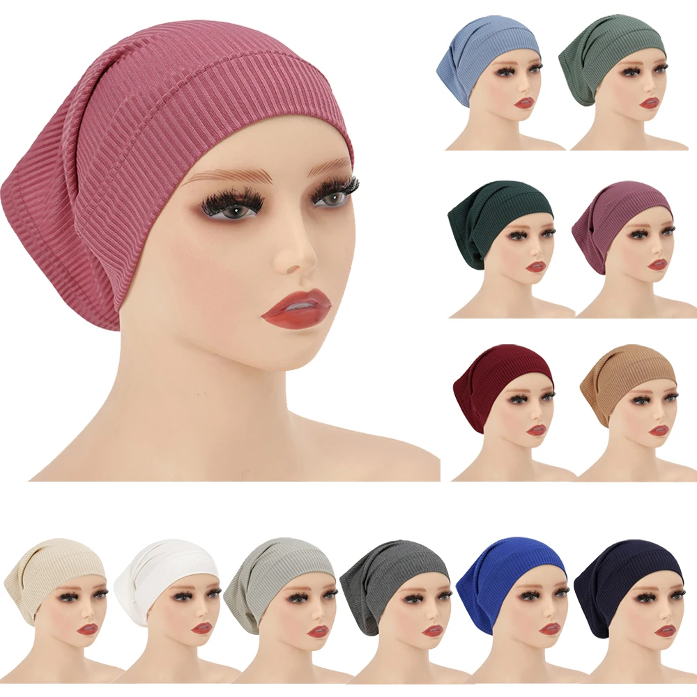 

Inner Hijab Cap Muslim Turban Islamic Underscarf Undercap Bonnet Solid Color Soft Jersey Stretch HIjabs Tube Caps Turbante Mujer