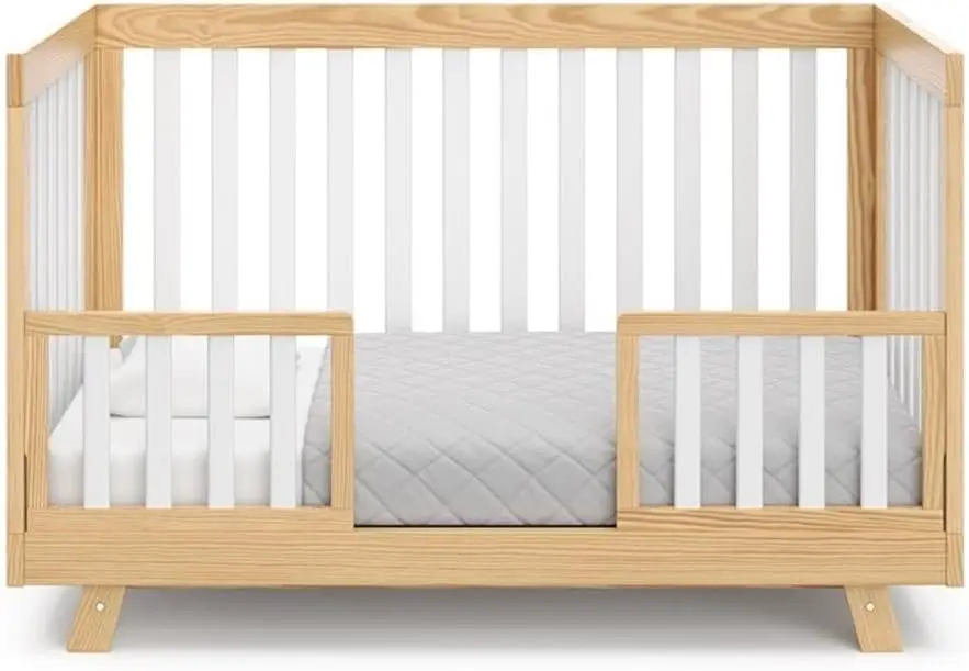 3-in-1 Convertible Crib - Natural with White Slats