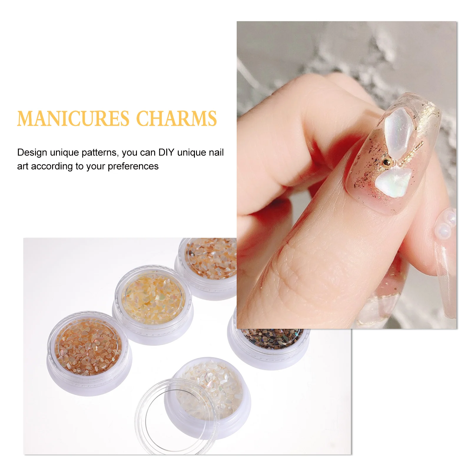 

5 Pcs Shell Stone Nail Art Decor DIY Supplies Stickers Charms Manicures Accessories Sequins Decorations Stylish Unique Gifts