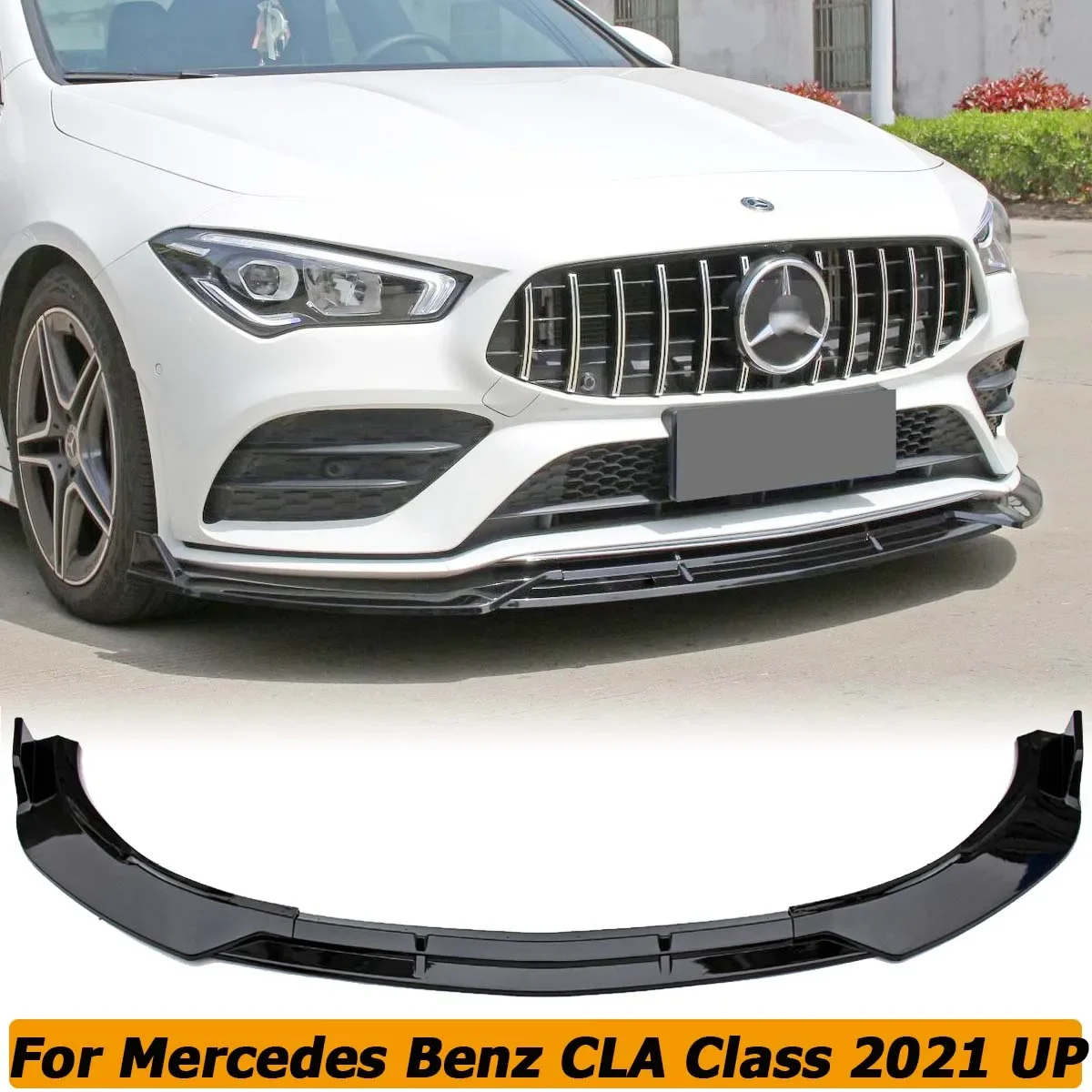 3PCS Front Bumper Lip Spoiler For Mercedes Benz W118 CLA Class 2021 UP Side Splitter Body Kit Guards Deflector Car Accessories