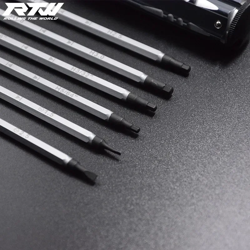 RTW 12 in 1 Hex Phillips Screwdriver Repairing Tool 1.5/H2.0/H2.5/H3.0mm/PH1 holder head High speed steels for Align ALZ T-rex