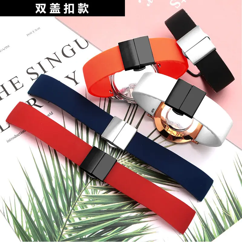 16mm 18mm 20mm 22mm 24mm Soft Silicone Quick Release Watchband High Quality Butterfly Buckle Bracelet Band Strap Accessories