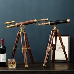 Brass Vintage Nautical Telescope Classical Study Decoration Creative Exquisite Gift Handmade Craft Scalable Telescope Ornaments