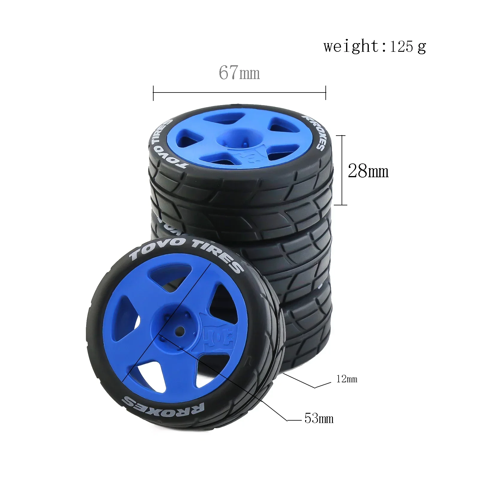 4pcs 65mm Rubber Tire Wheel Tyre 12mm Hex for Tamiya TT01 TT01E TT02 TT02B XV01 TA06 PTG-2 1/10 RC Racing Car Upgrades Parts