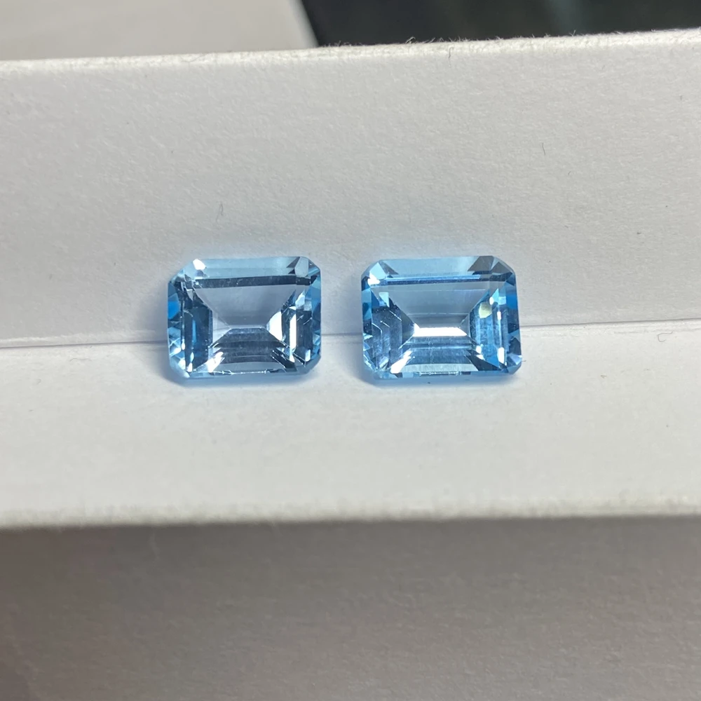Emerald Cut 10*8mm 4.1 Carats Topaz Stone AAA High Quality Loose Natural Sky Blue Gemstones 3