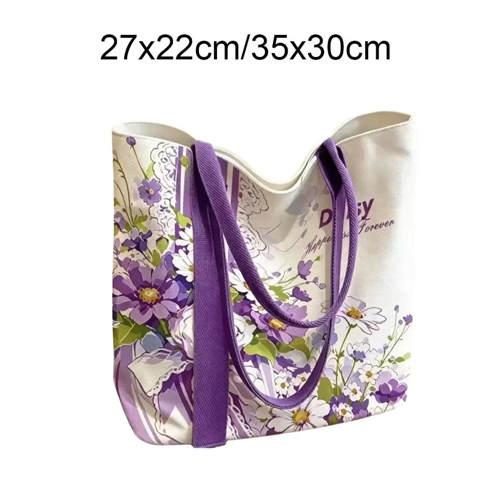 Robuste Blumen-Leinentasche, große Kapazität, wiederverwendbare Tragetasche, leichte, vielseitige Lunchtasche, Damen-Accessoires – Detail 1