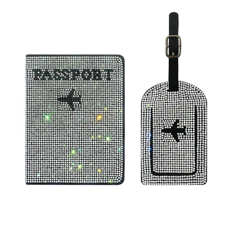 

Diamond Crystal Car Key Purse Bag Passport Holder License Plates Luggage ID Tag Board Collection Baggage Tags Accessories Set