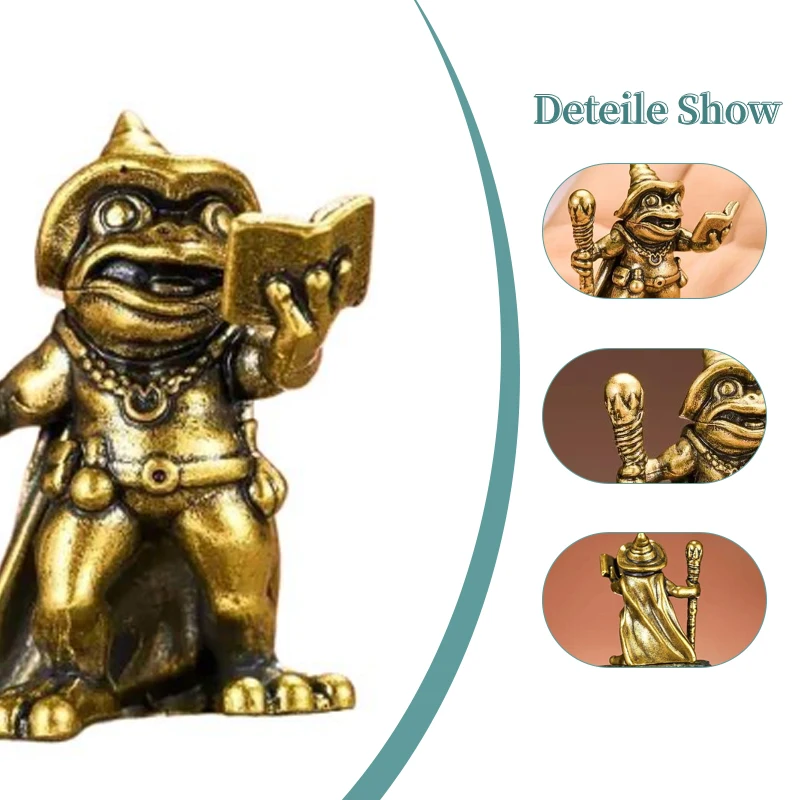 

Vintage Brass Frog Wizard Statue Frog Holding A Magic Wand Ornament Small Animal Figurines Home Office Decoration Car Ornaments
