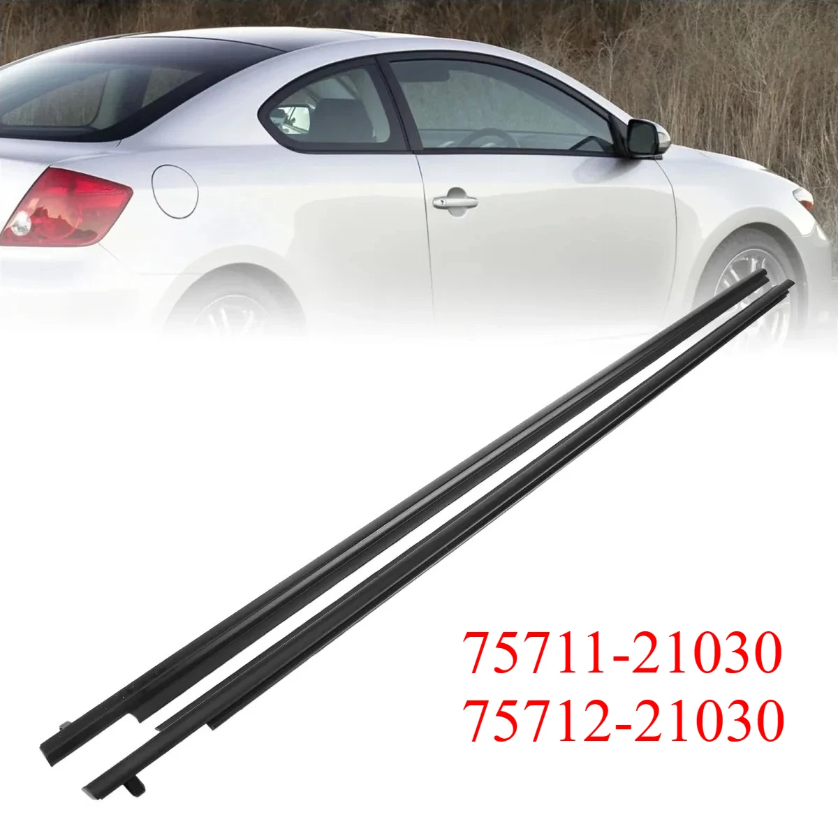 

2 шт., молдинг ремня для двери, окна, уплотнитель со стороны водителя и пассажира для Toyota Scion Tc 2005-2010 годов 75711-21030 75712-21030