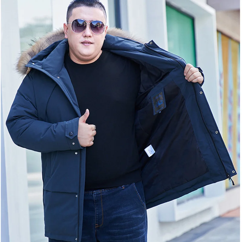 Very Warm Thicken White Duck Down Jacket Men Parkas 10XL 8XL 6XL Plus Size Winter Big Fur Collar Hooded Coats Outdoor Clothes