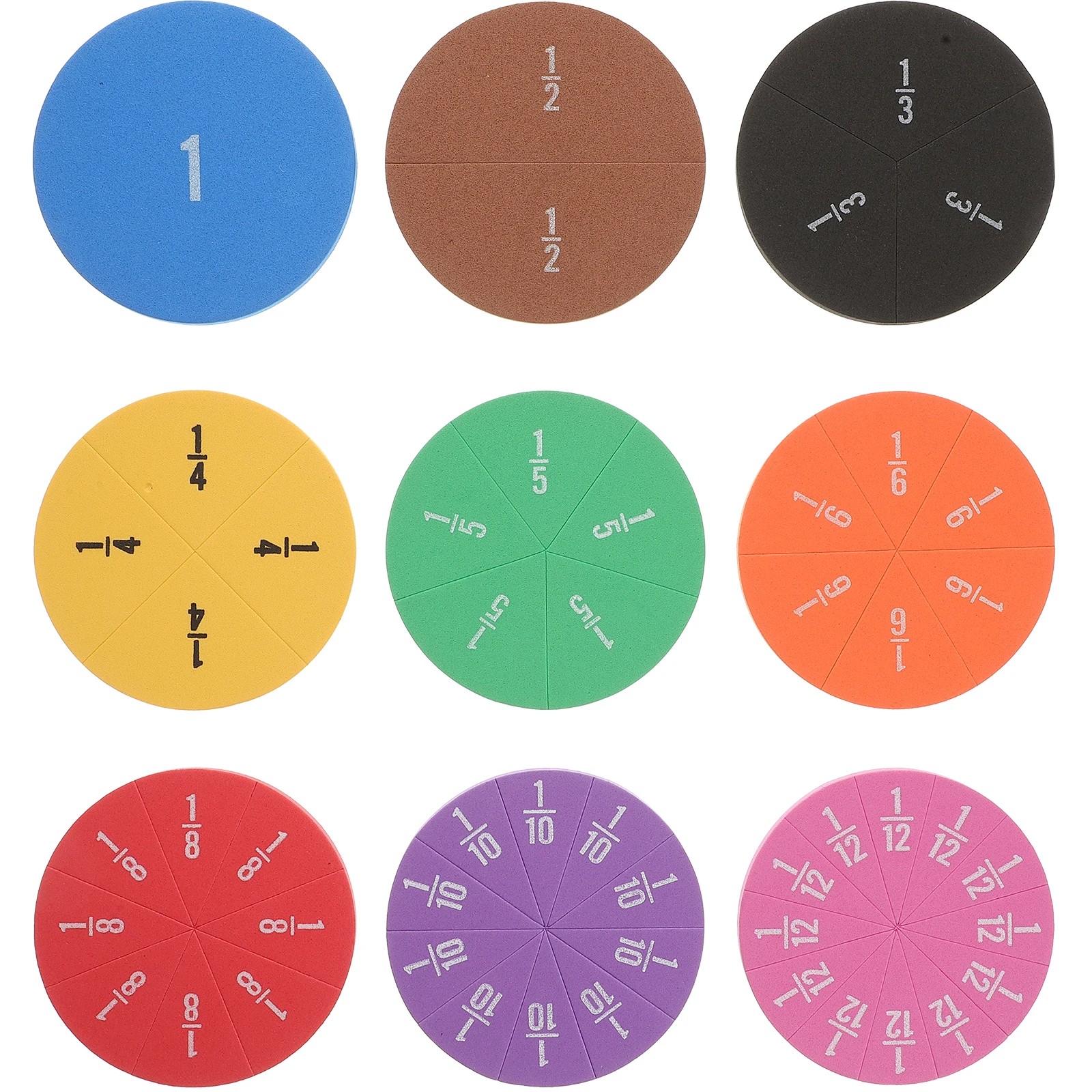 

EVA Foam Fraction Teaching Aids 2 Sets Bright Study Education Resources Round Props Toy Kids Montessori