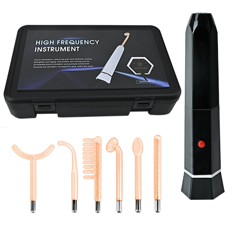 

6-IN1 High Frequency Machine Acne Spot Remover Facial Skin Care Wand Anti-Aging Improve Hair Growth Improve Acne Skin Heal Wound