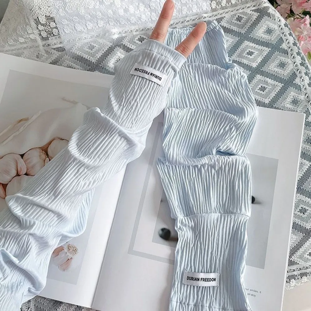 

Летние однотонные рукава из ледяного шелка: свободные, тонкие, охлаждающие, с защитой от солнца и УФ-излучения, для велоспорта