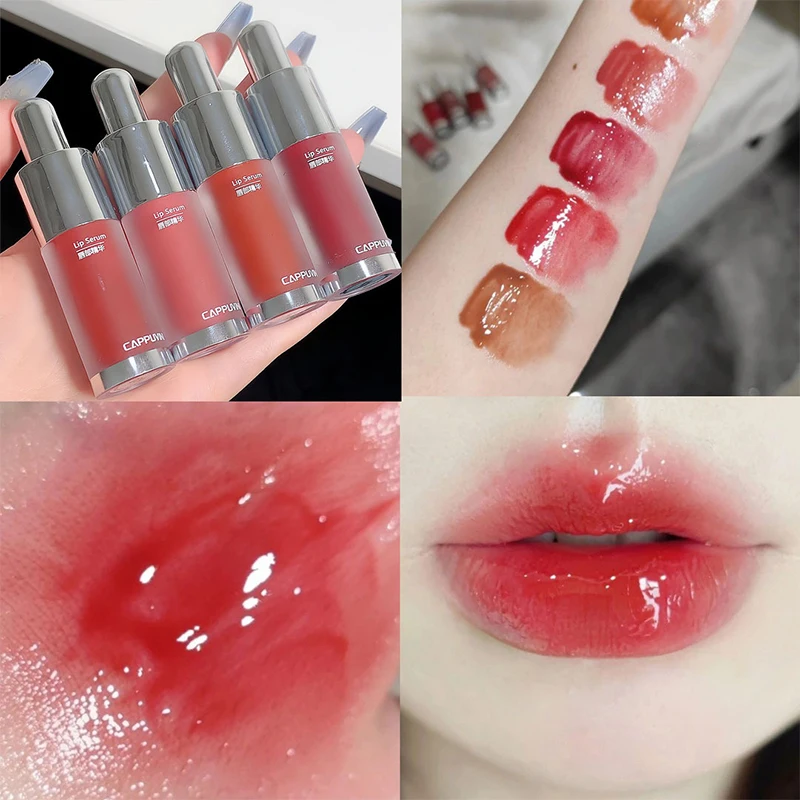 Cappuvini Non-Sticky Finish Glass-Effect Lip Gloss For Jelly-Like Lips Light Long-Lasting Baby Bottle Lip Gloss Hydrating Mirror