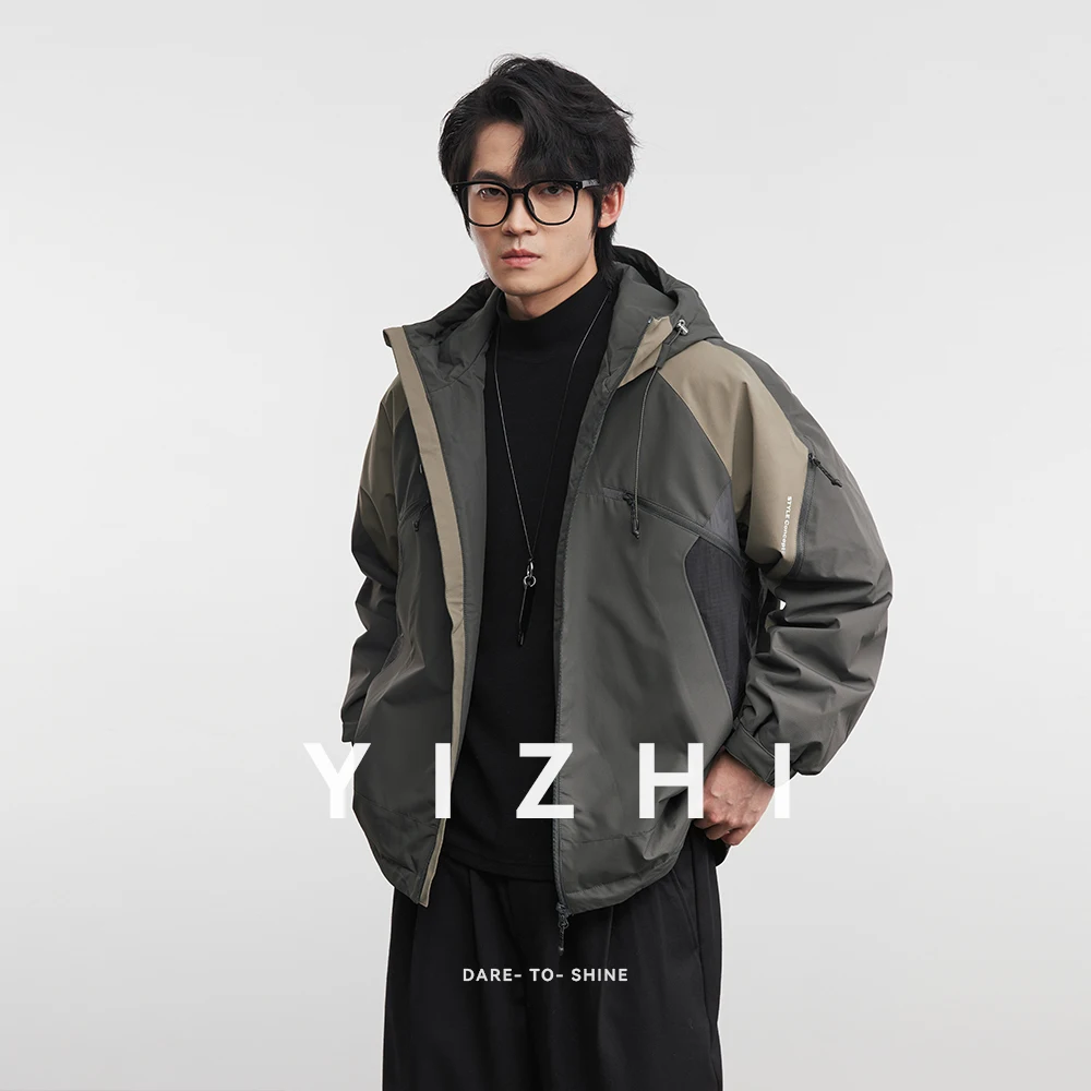 Giacca in cotone con cappuccio da uomo alla moda 2025 Autunno Inverno Nuova giacca in cotone caldo per esterni Giacca con cappuccio a blocchi di colore