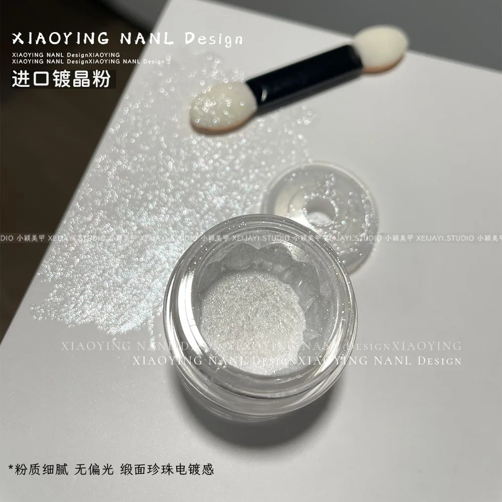 Espelho chapeamento de cristal pó arte do prego alto brilho gelo transparente luar branco aurora pó decoração da unha salão de beleza