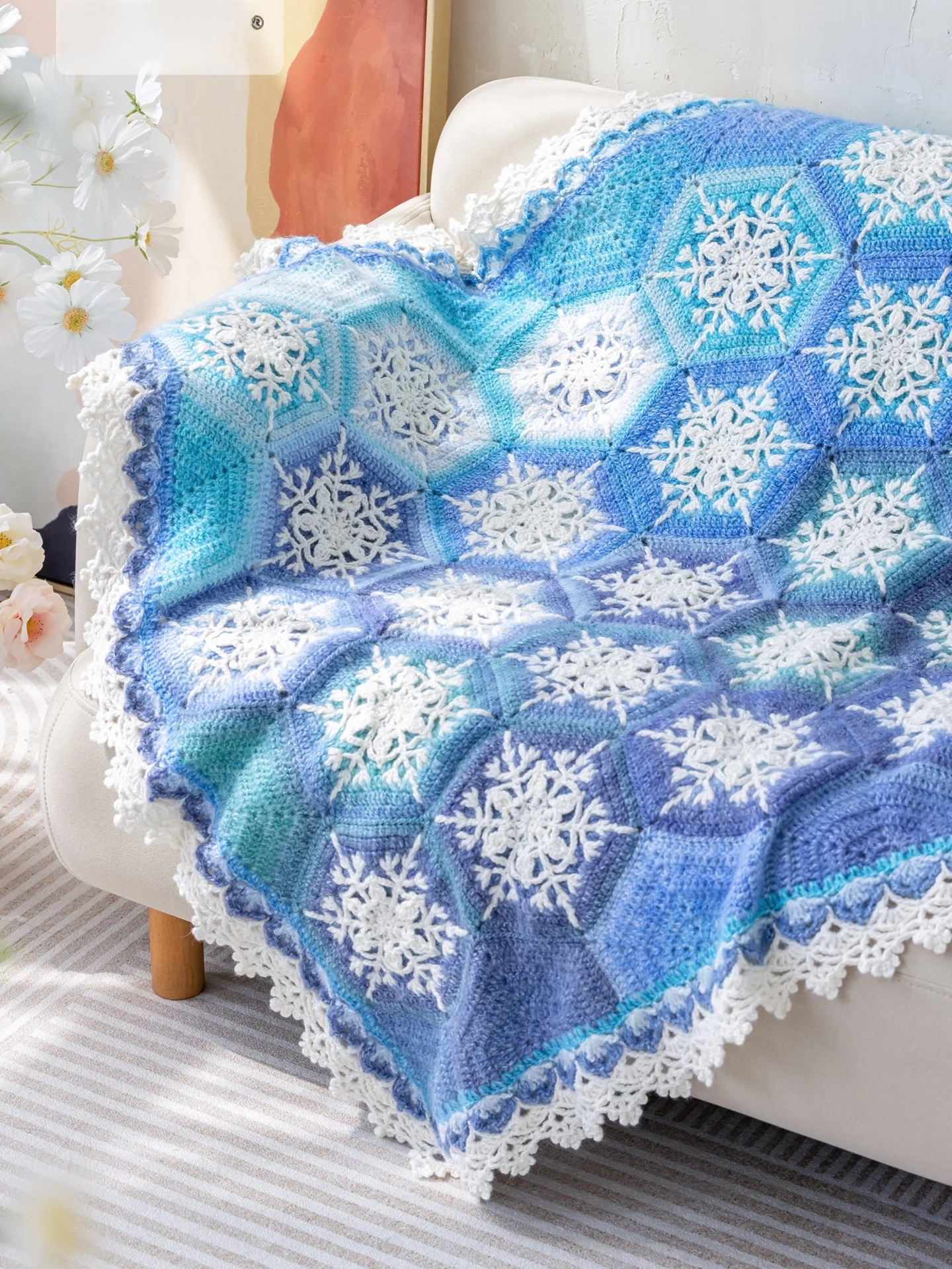 

Handmade DIY Crochet Yarn Ball Material Kit Snowflake Blanket Soft Cozy Wool Yarn for Autumn Clothing Accessories Scarves