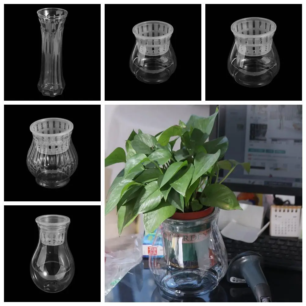 Fashion Self Watering Hydroponic Flower Pot Floor-standing Plastic Aquatic Plant Container Simple Transparent Planter Pot