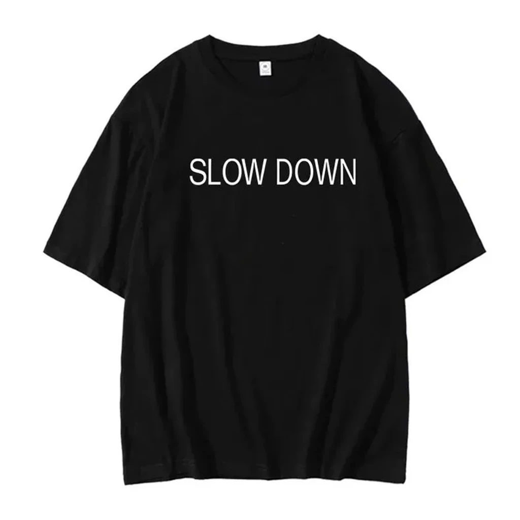 Star Same T-shirt TOP PHOTO Printe TShirt Kpop Slow Down Letter Shirt Pullovers Women PHOTO Korean Style Summer Oversized Tshirt