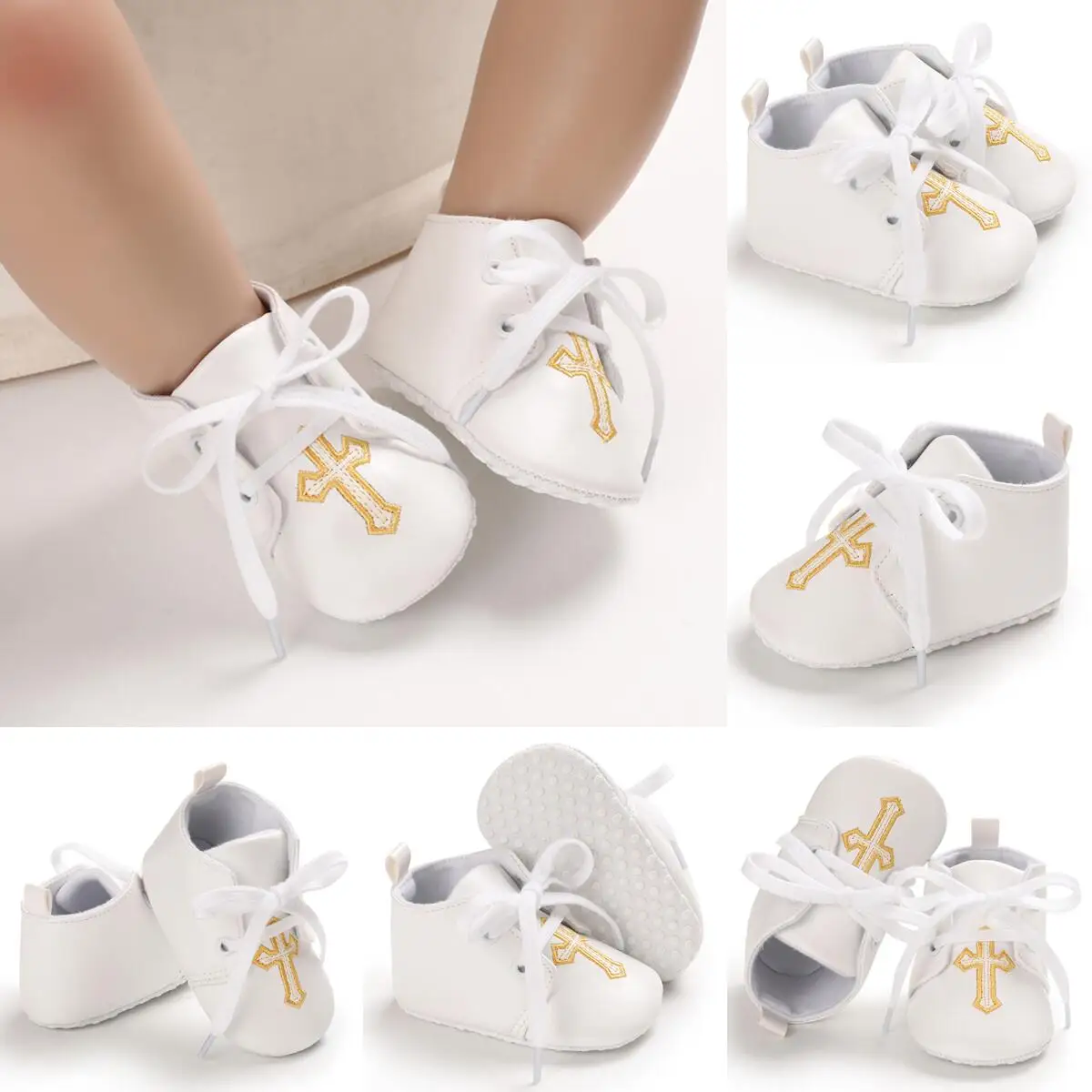 White Fashion Baby Shoes Casual Shoes For Boys And Girls Soft Bottom Baptism Shoes Sneakers For Freshmen Comfort First WalkShoes