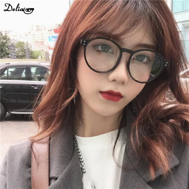 Korean Tawny Glasses Female Korean Round Frame Retro Flat Light Mirror Female Large Frame Japanese Glasses Frame