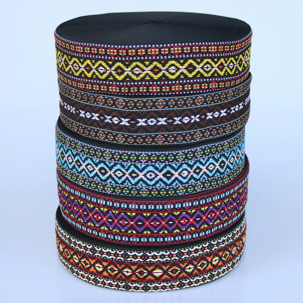 5 Yards/lot Wide 5cm Woven Jacquard Ribbon Geometric ethnic style For Clothing Straps Accessory