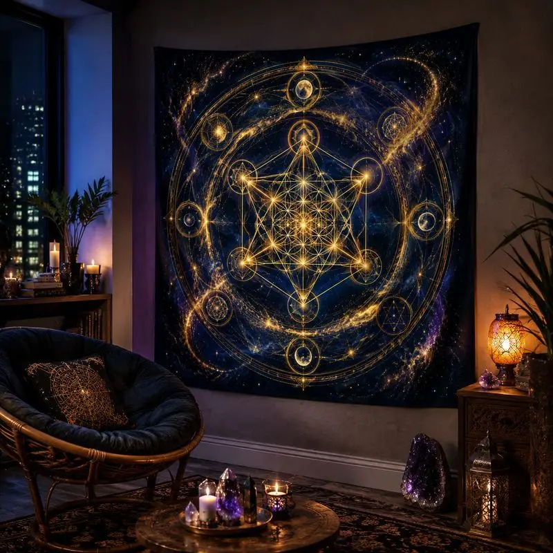 VIKAMA Psychedelic Mandala Star Moon Tapestry Wall Hanging, Bohemian Galaxy Celestial Decor for Bedroom Living Room Home Art